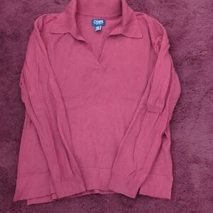 Chaps Red Long Sleeve Polo Shirt